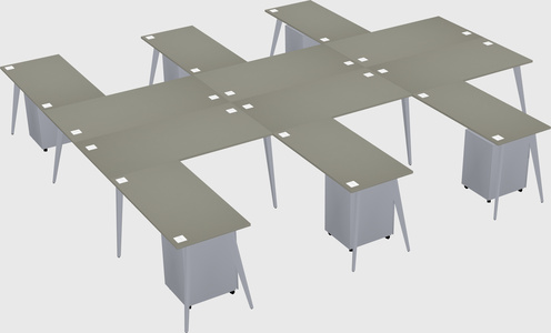 Shared l-shaped office desk system
