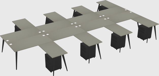 Shared L-shaped Office Desk System