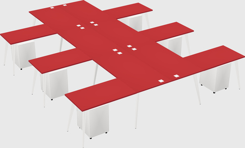 Shared l-shaped office desk system
