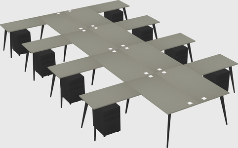 Shared l-shaped office desk system