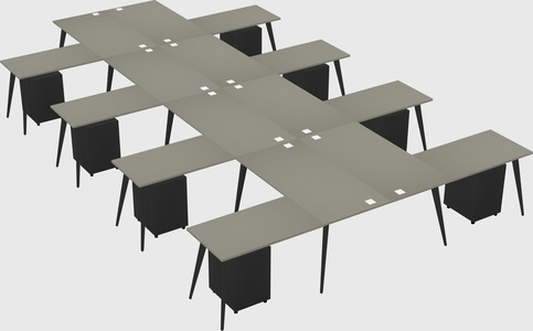 Shared l-shaped office desk system