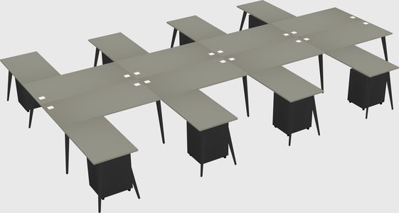 Shared l-shaped office desk system