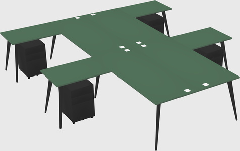 Shared l-shaped office desk system