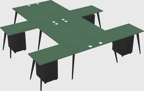 Shared l-shaped office desk system