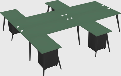 Shared l-shaped office desk system