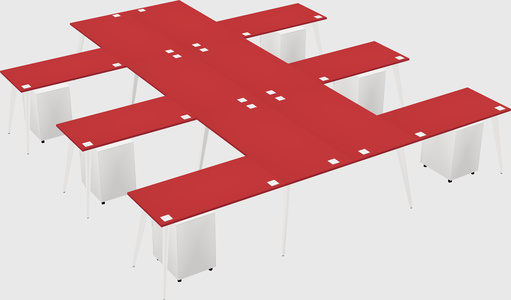 Shared l-shaped office desk system