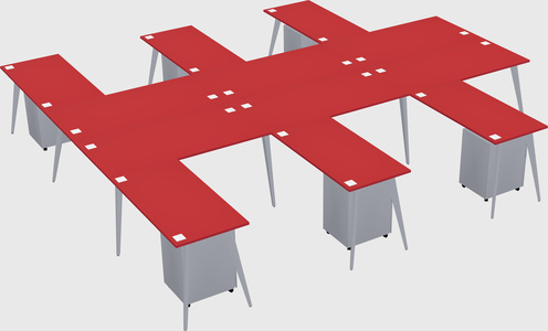 Shared l-shaped office desk system