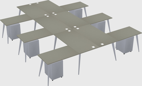 Shared l-shaped office desk system