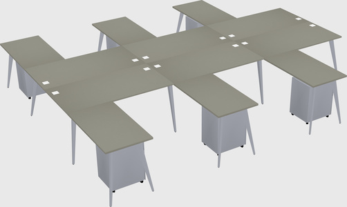Shared l-shaped office desk system