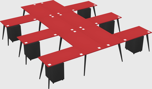 Shared l-shaped office desk system