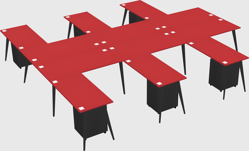 Shared l-shaped office desk system
