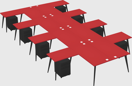 Shared l-shaped office desk system