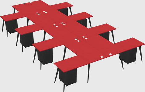 Shared l-shaped office desk system