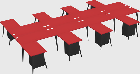 Shared l-shaped office desk system