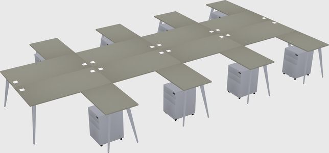 Shared L-shaped Office Desk System