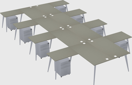 Shared l-shaped office desk system