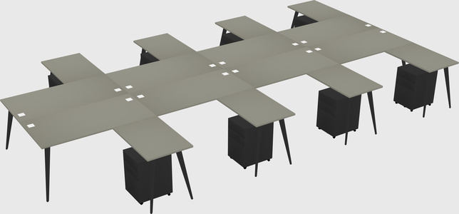 Shared L-shaped Office Desk System