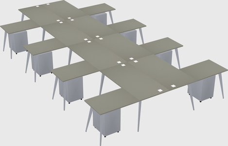 Shared l-shaped office desk system