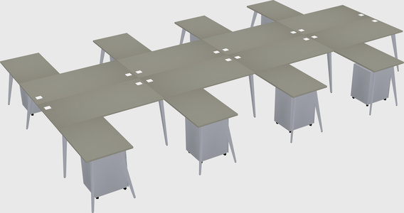 Shared l-shaped office desk system