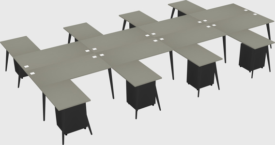 Shared l-shaped office desk system