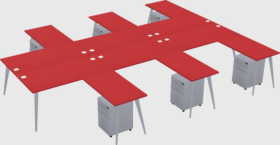 Shared l-shaped office desk system