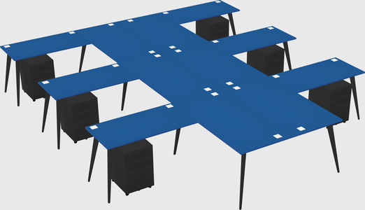 Shared l-shaped office desk system