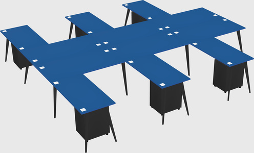 Shared l-shaped office desk system