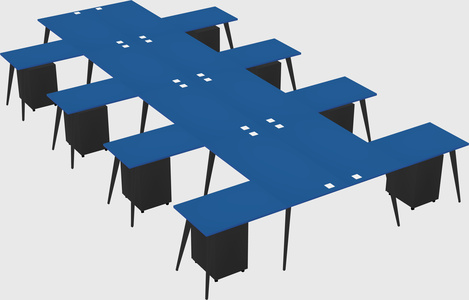 Shared l-shaped office desk system