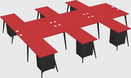 Shared l-shaped office desk system
