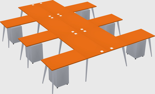 Shared l-shaped office desk system