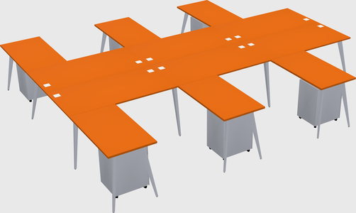 Shared l-shaped office desk system