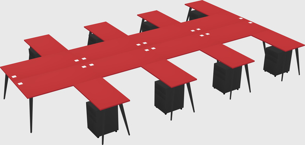 Shared L-shaped Office Desk System