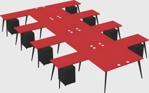 Shared l-shaped office desk system