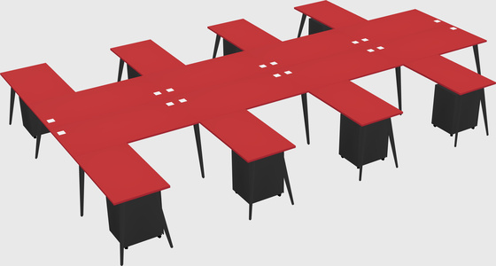 Shared l-shaped office desk system