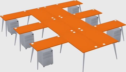 Shared l-shaped office desk system