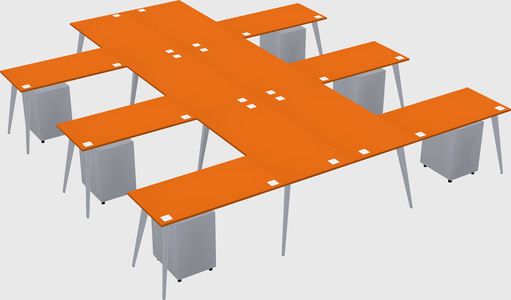 Shared l-shaped office desk system
