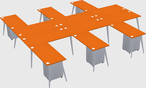 Shared l-shaped office desk system