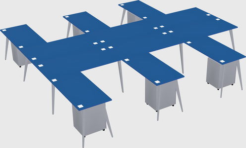 Shared l-shaped office desk system
