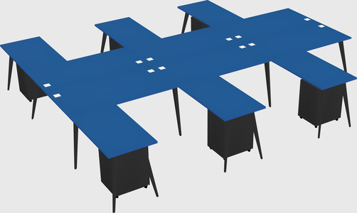 Shared l-shaped office desk system