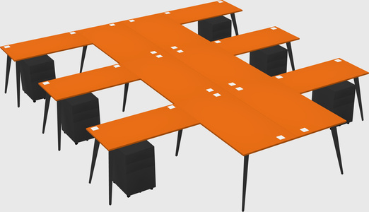 Shared l-shaped office desk system