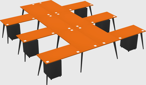 Shared l-shaped office desk system