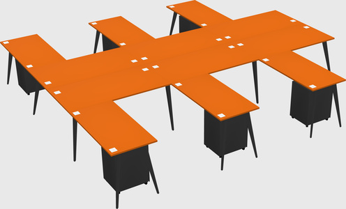 Shared l-shaped office desk system