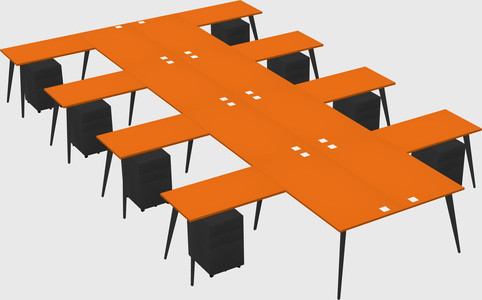 Shared l-shaped office desk system