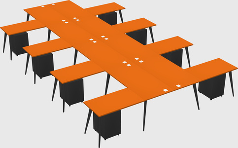 Shared l-shaped office desk system