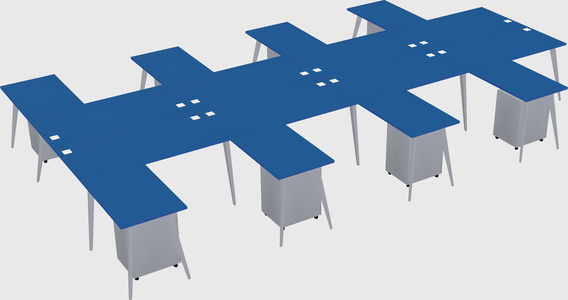 Shared l-shaped office desk system