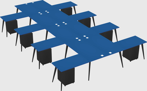 Shared l-shaped office desk system