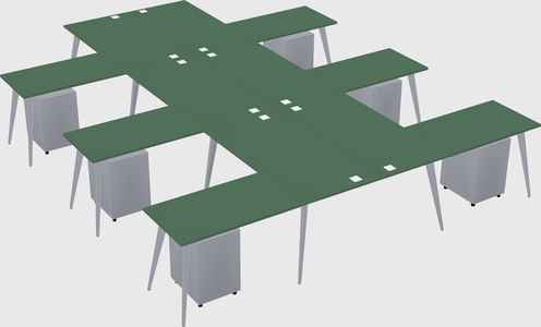 Shared l-shaped office desk system