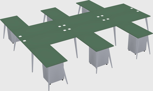 Shared l-shaped office desk system