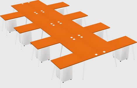 Shared l-shaped office desk system
