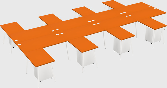 Shared l-shaped office desk system
